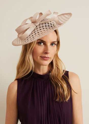 Phase Eight Windowpane Bow Disc Fascinator Hats Cream USA | 9825617-VU